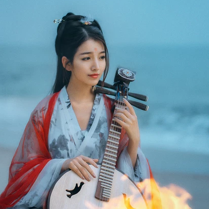 紅妝紗衣女生頭像，唯美古風(fēng)真人頭像