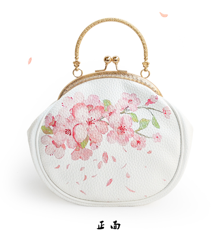 唯美清新桃花手提包，花朵古風(fēng)手工包