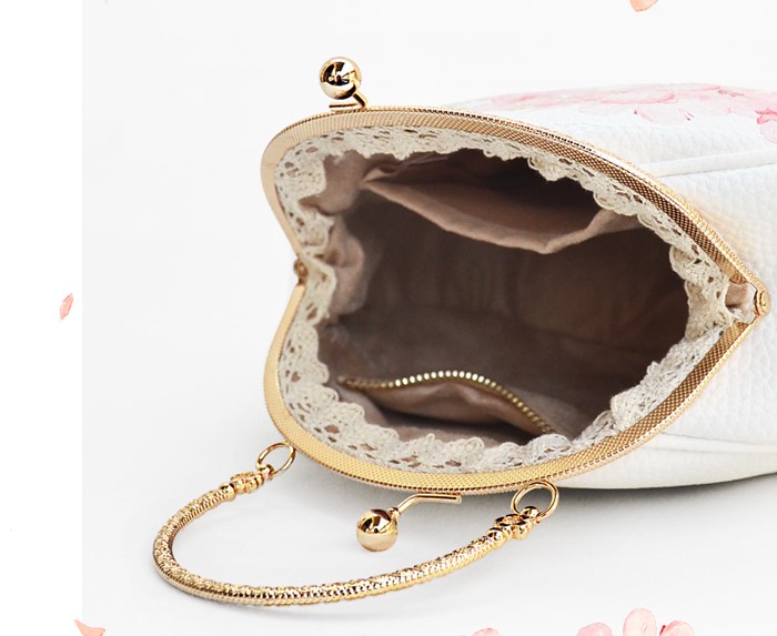 唯美清新桃花手提包，花朵古風(fēng)手工包