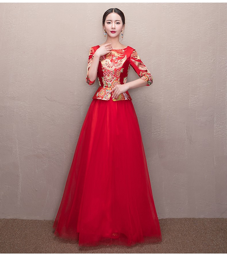 優(yōu)雅修身新娘禮服，唯美中式禮服