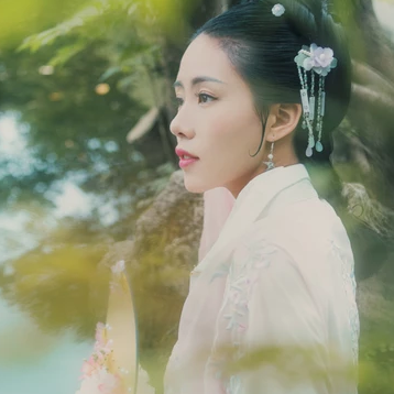 花仙子帶團扇頭像,唯美古風真人頭像