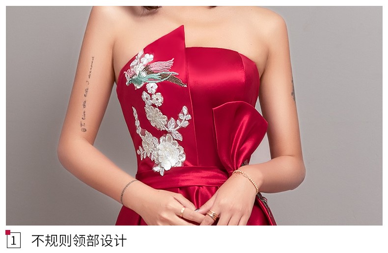 典雅匠心啟航閱讀喜鵲刺繡中式晚禮服