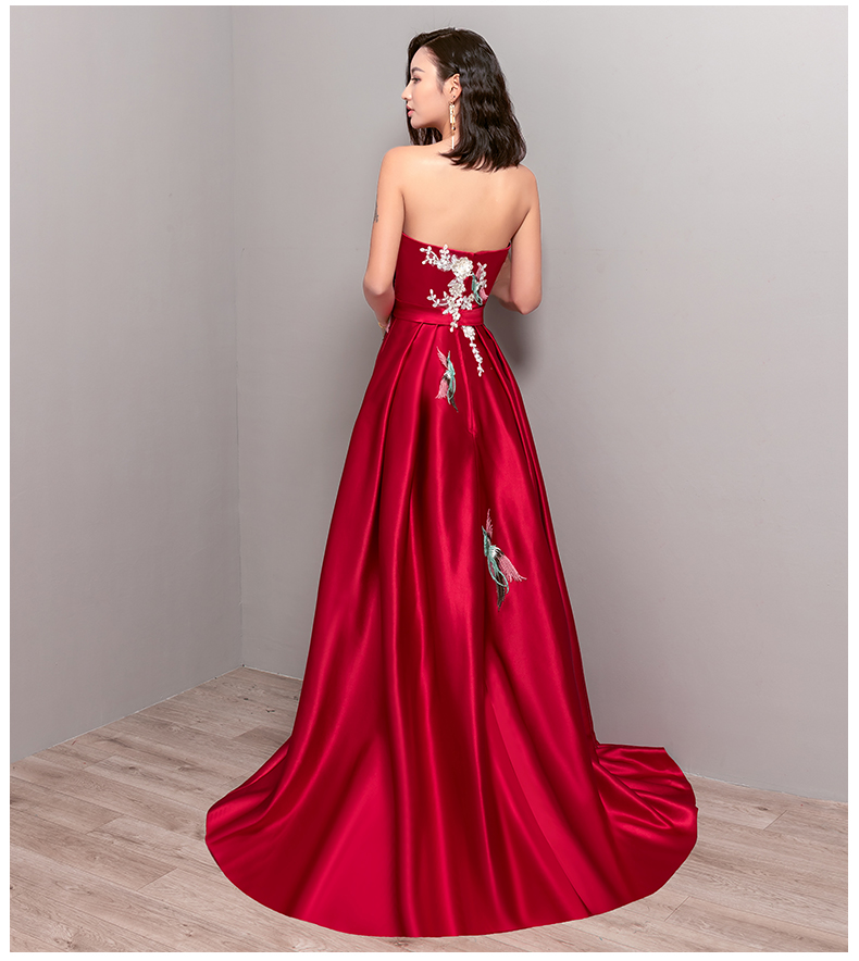 典雅匠心啟航閱讀喜鵲刺繡中式晚禮服