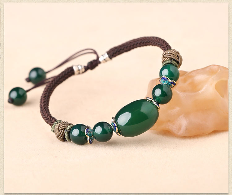 綠色復古民族風瑪瑙手串