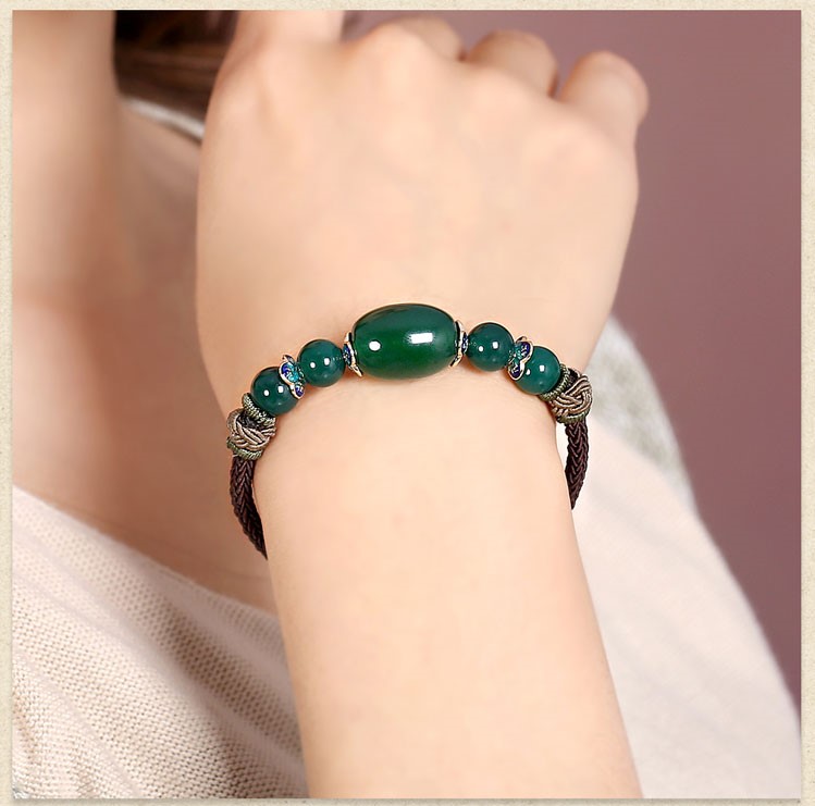 綠色復古民族風瑪瑙手串