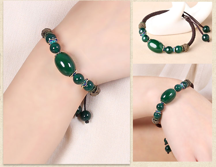 綠色復古民族風瑪瑙手串