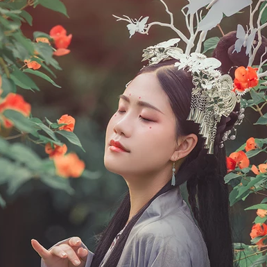 淡雅清新木槿花女生頭像，唯美古風(fēng)真人頭像