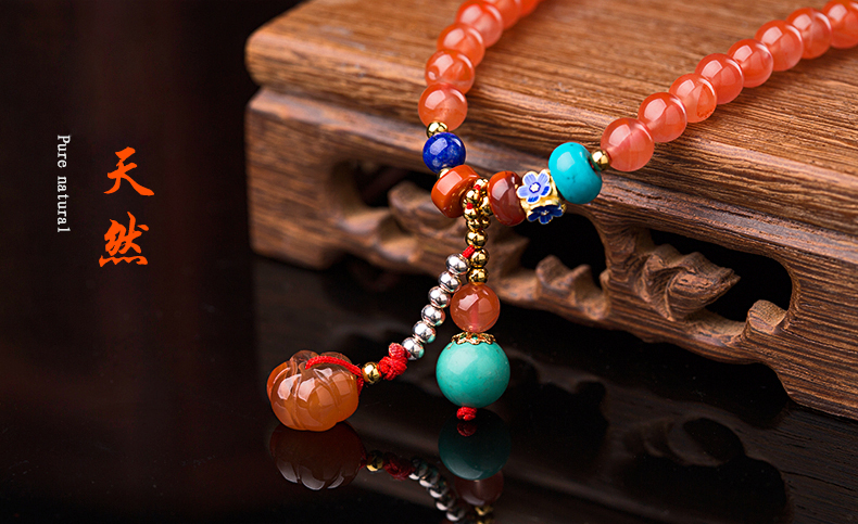 櫻桃紅瑪瑙水晶手鏈，多圈南紅手串