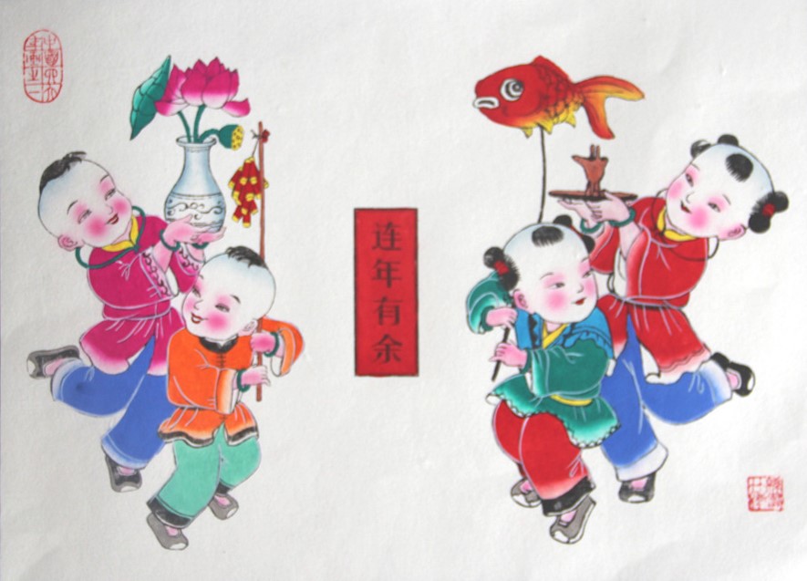 10款唯美生動(dòng)年畫娃娃，古風(fēng)手繪中國(guó)年畫