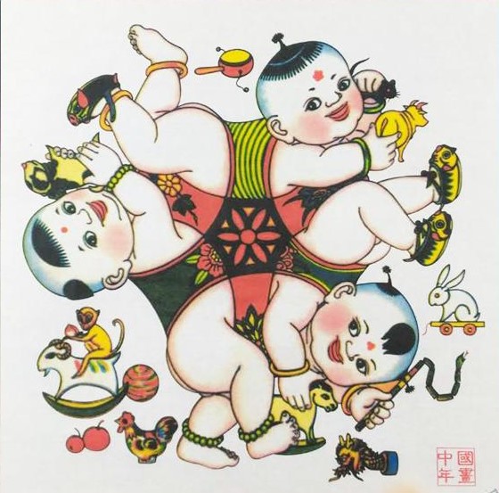 十款民間工藝年畫，古風(fēng)手繪童趣中國年畫