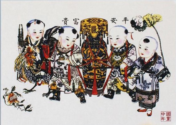 12款民間工藝年畫，手繪民俗文化年畫