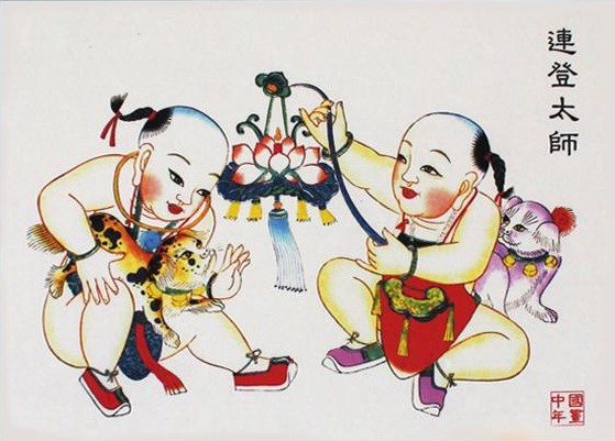 12款民間工藝年畫，手繪民俗文化年畫