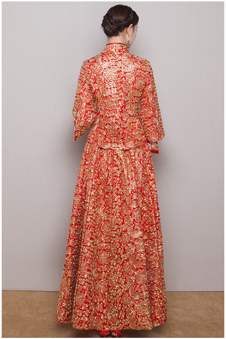 中式紅色新娘結(jié)婚禮服，唯美秀禾中式禮服