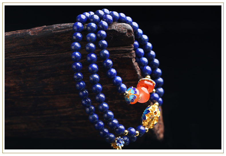 溫潤細(xì)膩多圈民族風(fēng)青金石手串