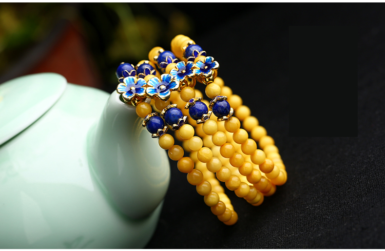 天然滿(mǎn)蜜雞油黃蜜蠟四圈手串