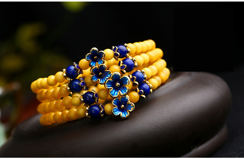 天然滿(mǎn)蜜雞油黃蜜蠟四圈手串