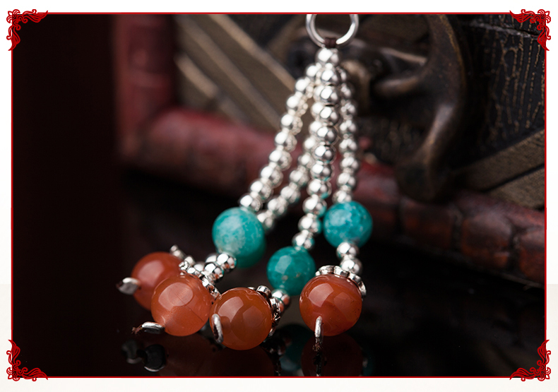 氣質典雅流蘇吊墜銀配飾蜜蠟手串