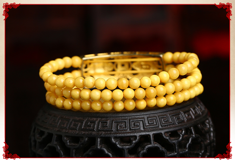 復(fù)古燒藍吉祥蝙蝠圖案蜜蠟手串