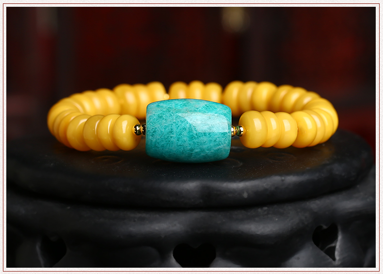 簡(jiǎn)約復(fù)古天河石桶珠蜜蠟手串