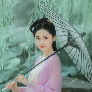 柳下紫衣帶傘頭像，唯美古風(fēng)真人頭像