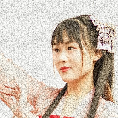 小清新粉衣帶團(tuán)扇女生頭像，唯美古風(fēng)真人頭像