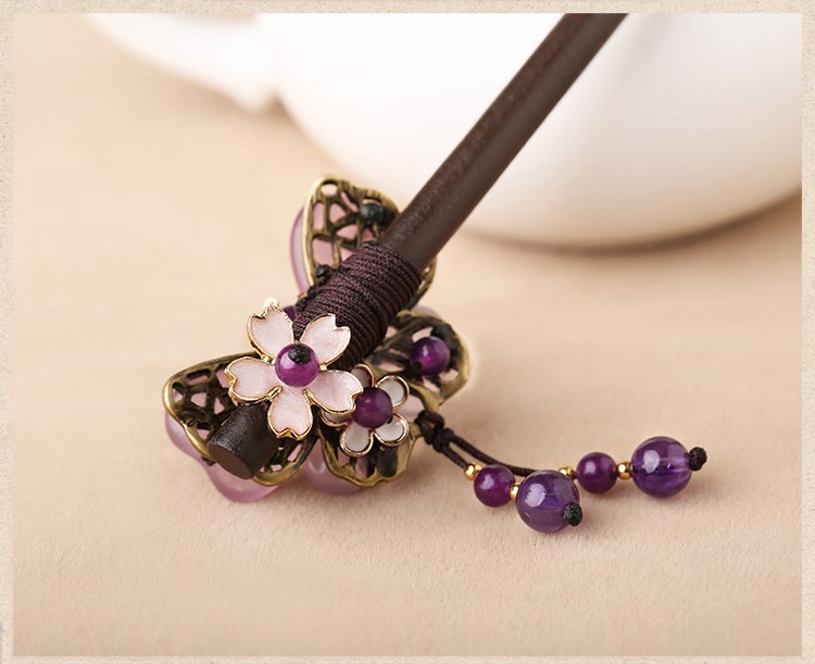 紫色復古風簪子古典頭飾
