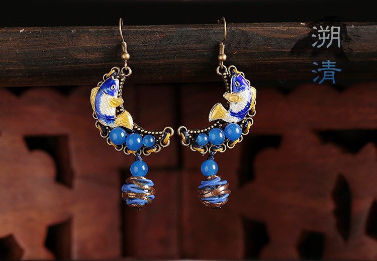 景泰藍(lán)魚(yú)兒古風(fēng)氣質(zhì)耳環(huán)