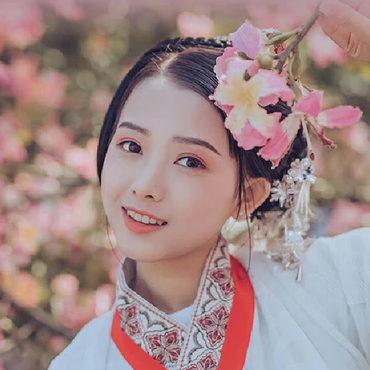 粉色木棉花少女頭像，唯美古風(fēng)真人頭像