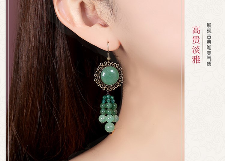 淡雅古風氣質東陵玉流蘇耳環(huán)
