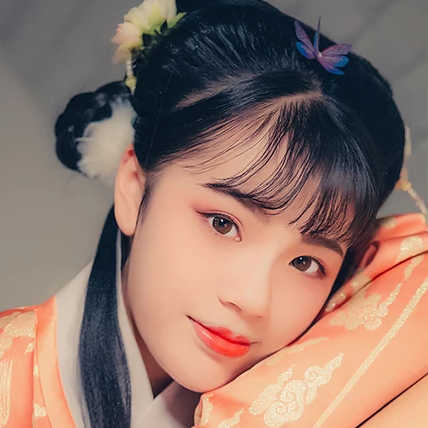 淡橘色漢服少女頭像，唯美古風(fēng)真人頭像
