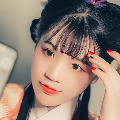 淡橘色漢服少女頭像，唯美古風(fēng)真人頭像