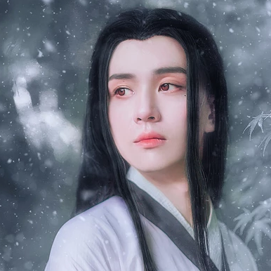 雪景翩翩公子帶折扇頭像，唯美古風(fēng)真人頭像