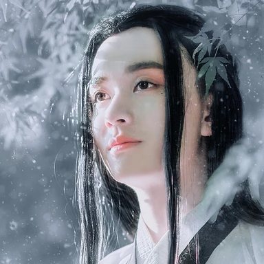 雪景翩翩公子帶折扇頭像，唯美古風(fēng)真人頭像