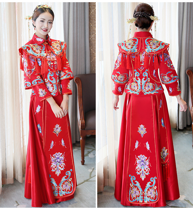 古典秀禾中式禮服，流蘇新娘結(jié)婚禮服