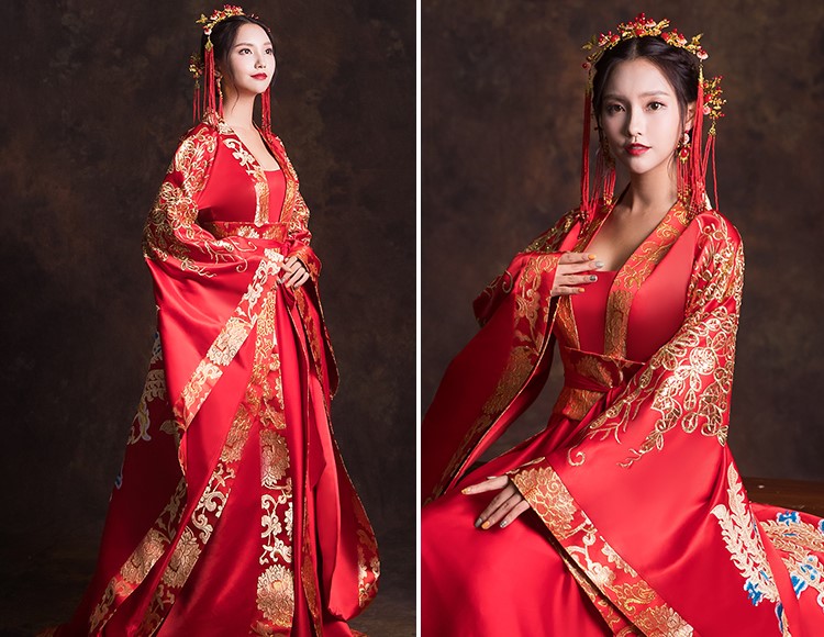 漢服新娘結(jié)婚禮服，奢華大氣中式禮服