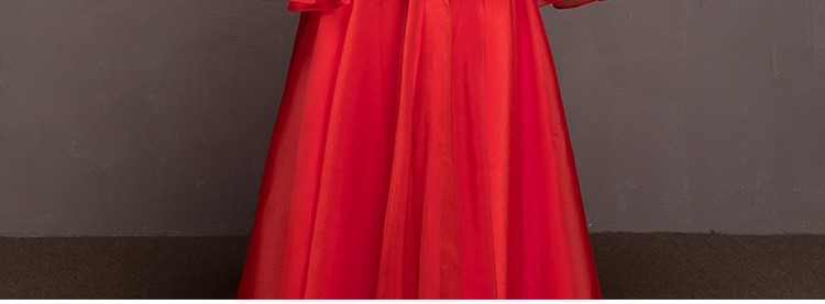 荷葉邊袖新娘結(jié)婚禮服，優(yōu)雅網(wǎng)紗蓬松中式禮服