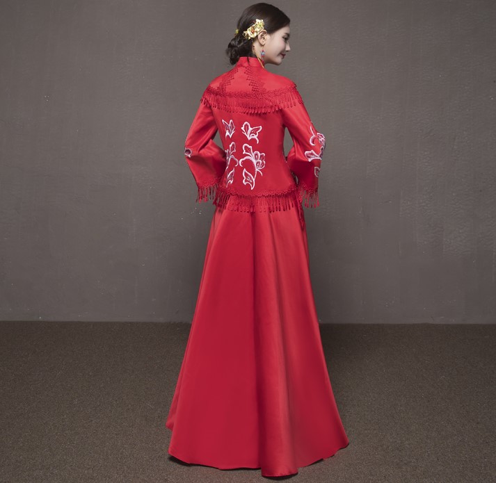 蝶戀花蘇繡新娘結(jié)婚禮服，唯美大氣中式禮服