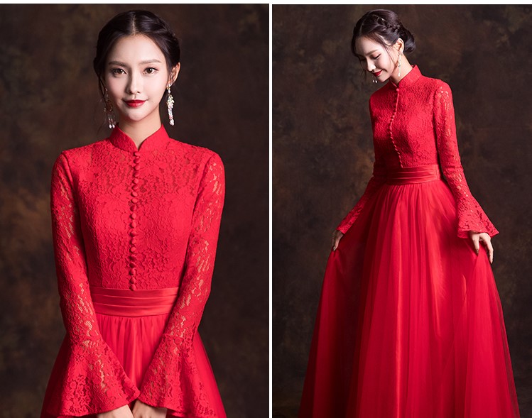 古典韻味中式禮服，唯美蕾絲紗裙新娘禮服