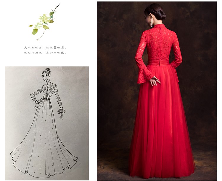 古典韻味中式禮服，唯美蕾絲紗裙新娘禮服