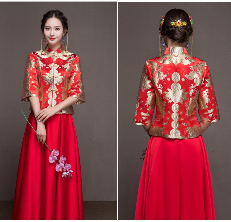 花朵繁枝中式禮服，唯美新娘禮服