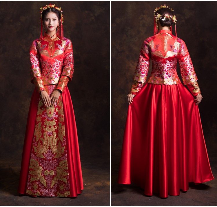 龍飛鳳舞中式禮服，奢華云錦新娘禮服