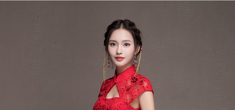 喜結(jié)良緣中式禮服，唯美性感珠花晚禮服