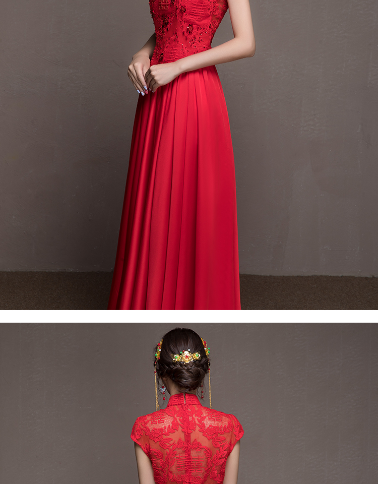 喜結(jié)良緣中式禮服，唯美性感珠花晚禮服
