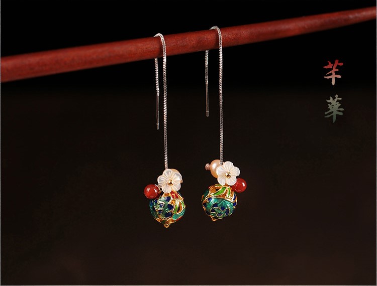 小清新耳線氣質簡約貝殼珍珠耳環(huán)