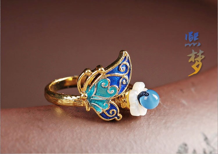 匠心啟航閱讀景泰藍(lán)熙夢戒指開口指環(huán)首飾