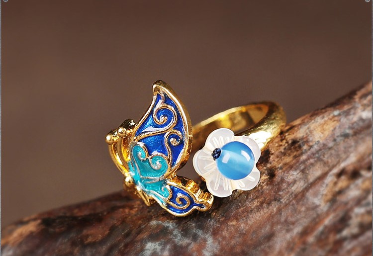 匠心啟航閱讀景泰藍(lán)熙夢戒指開口指環(huán)首飾