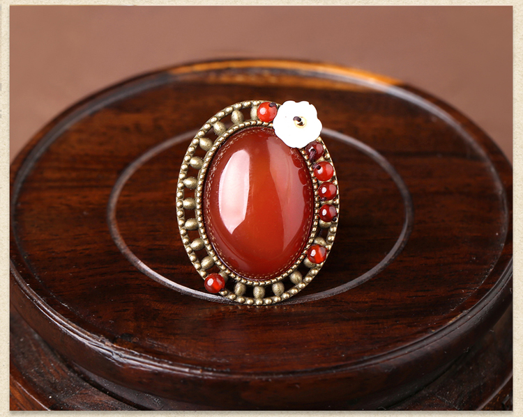 匠心啟航閱讀大氣紅瑪瑙開口戒指飾品