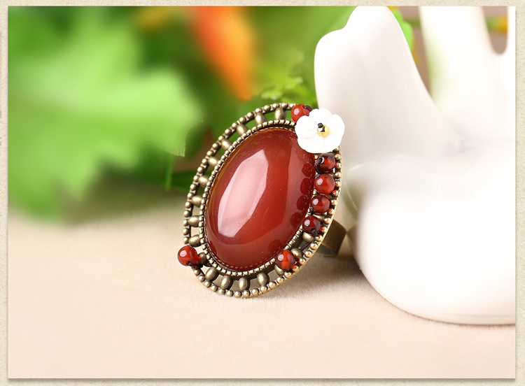 匠心啟航閱讀大氣紅瑪瑙開口戒指飾品