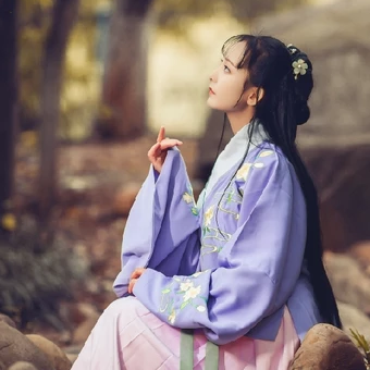 高貴優(yōu)雅紫衣帶團(tuán)扇女生頭像，唯美古風(fēng)真人頭
