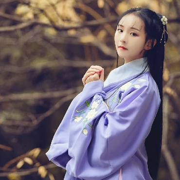 高貴優(yōu)雅紫衣帶團(tuán)扇女生頭像，唯美古風(fēng)真人頭